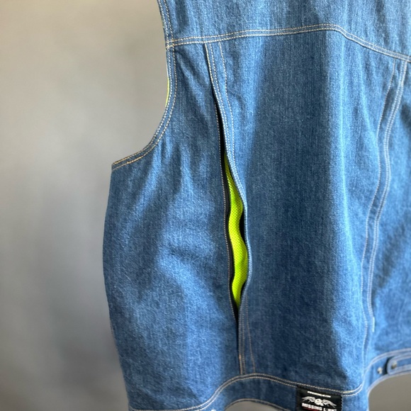 Nwot Lawless Missing Link Biker Moto Denim Safety Reversible Vest Men's Size 2XL - Picture 8 of 15